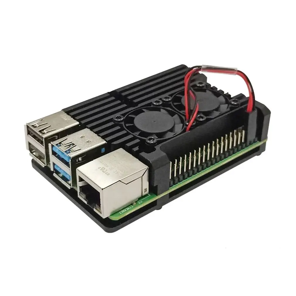 Для Raspberry Pi 4 Модель B/B+ Универсальный алюминиевый чехол с бесплатным двойным вентилятором чехол для Raspberry Pi 4 Модель B официальный корпус
