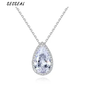 

Luxury Teardrop-shaped Natural Agate 925 Sterling Silver Pendant Necklace For Women Fashion Personlaized Chain Necklace Jewelry