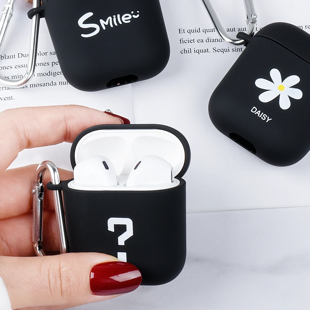 Простой чехол с изображением маргаритки смайлика для Apple Airpods 2 1, ударопрочный чехол, черный классный чехол s для Airpods для Airpod, чехол