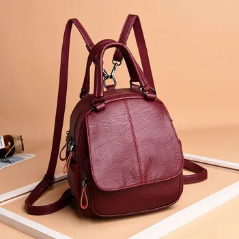 

Women's Bag 2018 Autumn and Winter New Solid Color Fashion Slanting Double Back Three-purpose Bag