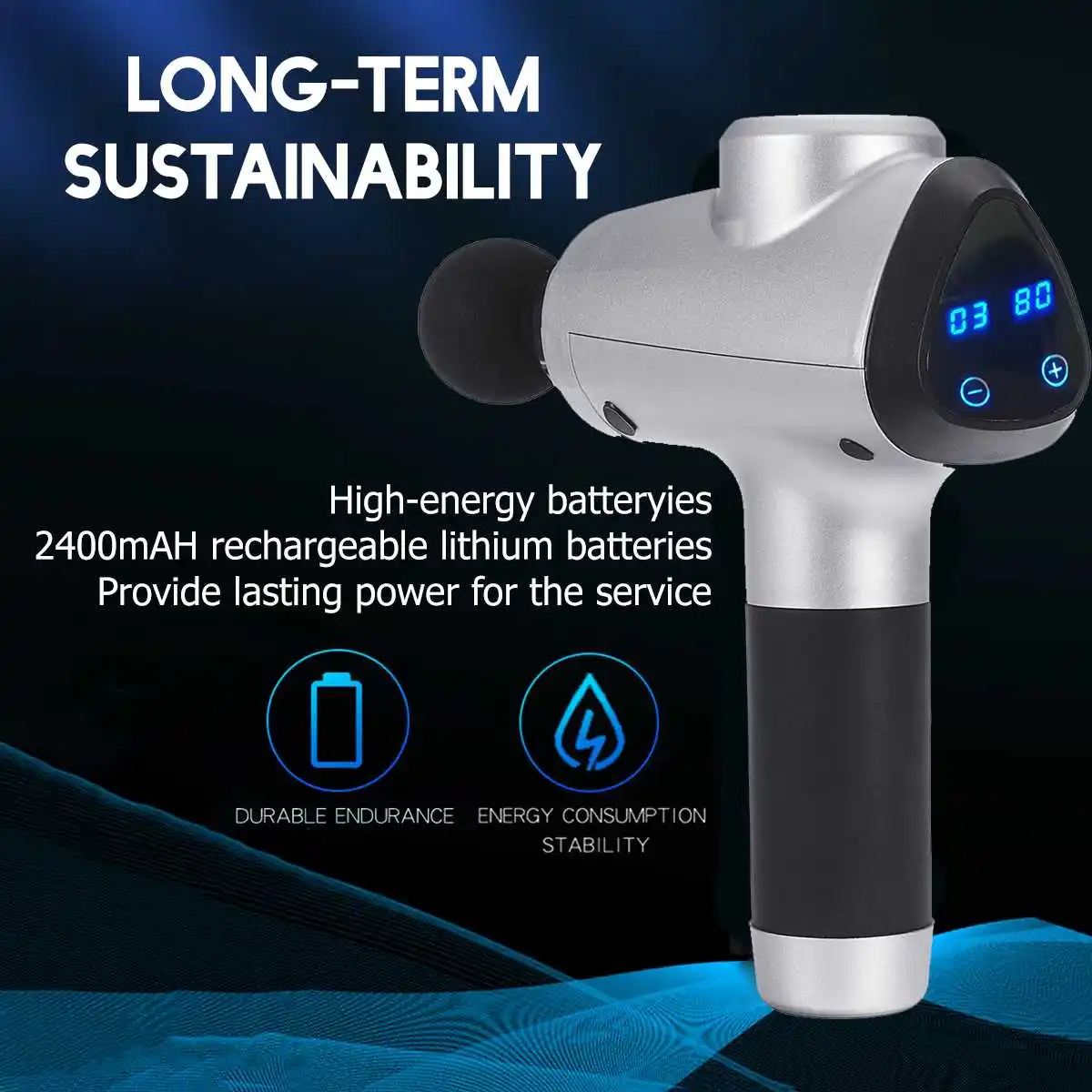 

20Files Electronic Therapy Muscle Massage Guns LCD Deep Tissue Massage Theragun Body Relaxation Pain Relief Massager+6 Heads New