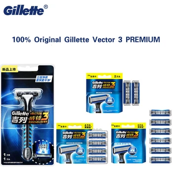 

Original Gillette Vector 3 PREMIUM Shaving Razor 3 Layer Replaceable Razor Blades For Male Face Care Safety Smoothing Shaving