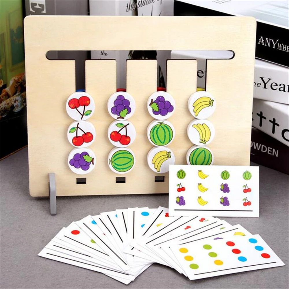 Детские Четырехцветные/фруктовые соответствующие игры Монтессори Деревянные игрушки для детей логика 2 стороны ребенок логика математика развивающие игрушки подарок
