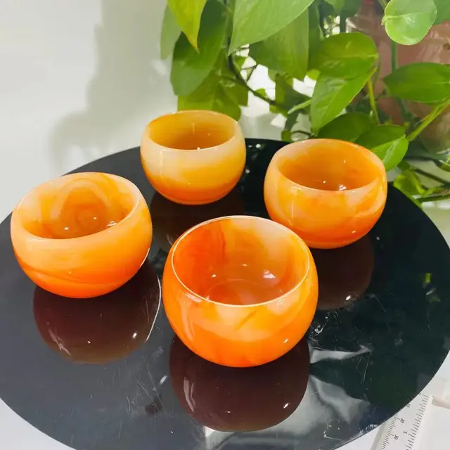 Wholesale High Quality Hand Carving Crystal agate and white marble jade bowl geomantic omen and gifts YJL 3