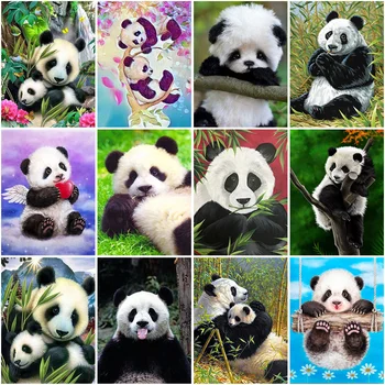 

DIY Panda 5D Diamond Painting Full Round Drill cross stitch kits Animal Cartoon Mosaic Diamond Embroidery Rhinestone Wall Art
