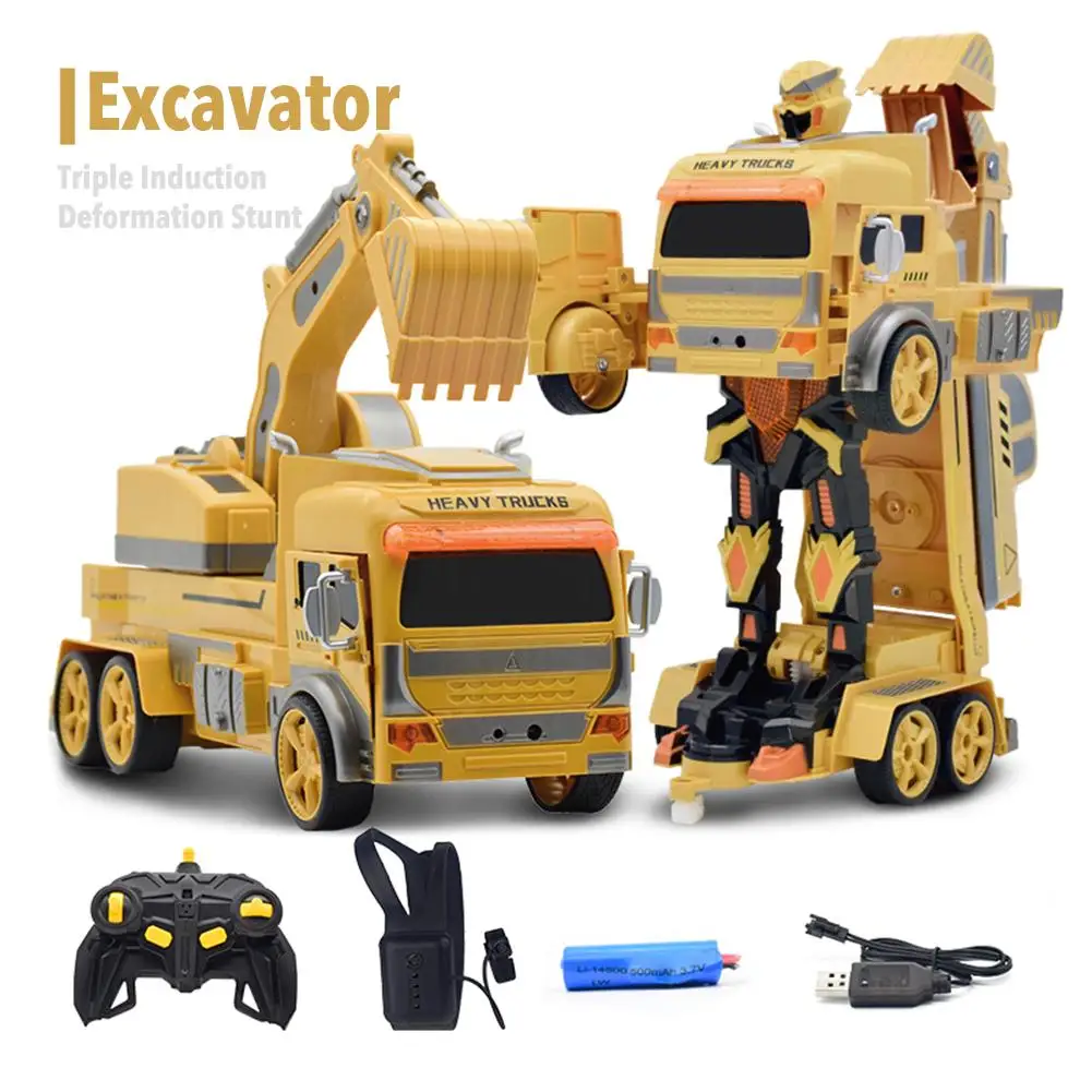 

Deformation Remote Control Engineering Vehicle 1:12 Excavator Watch Gesture Sensing Car With Light Music RC Car Toy For Kids