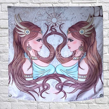 

Gemini constellation Nordic style Cartoon Movie Poster Banners Children's Room Wall Decor Hanging Art Waterproof Cloth Flags