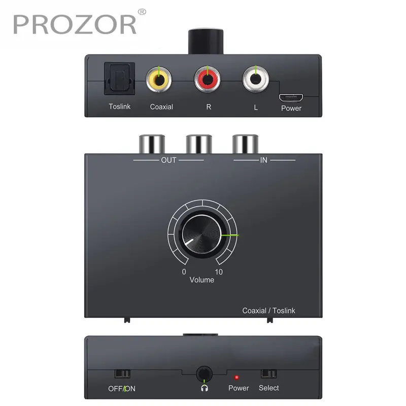 DAC Digital to Analog Audio Converter Optical to RCA Coaxial Toslink Digital PCM Audio to Analog L R Audio 3 5mm Headphone