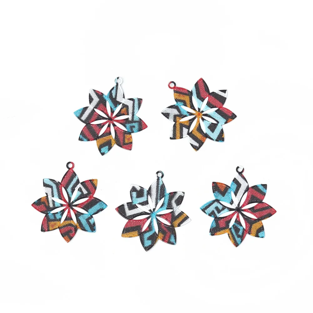 DoreenBeads медный эмалированный, разукрашенный кулоны многоцветный лист геометрическое Филигранное тиснение для самодельных ювелирных изделий Подвески, 5 шт