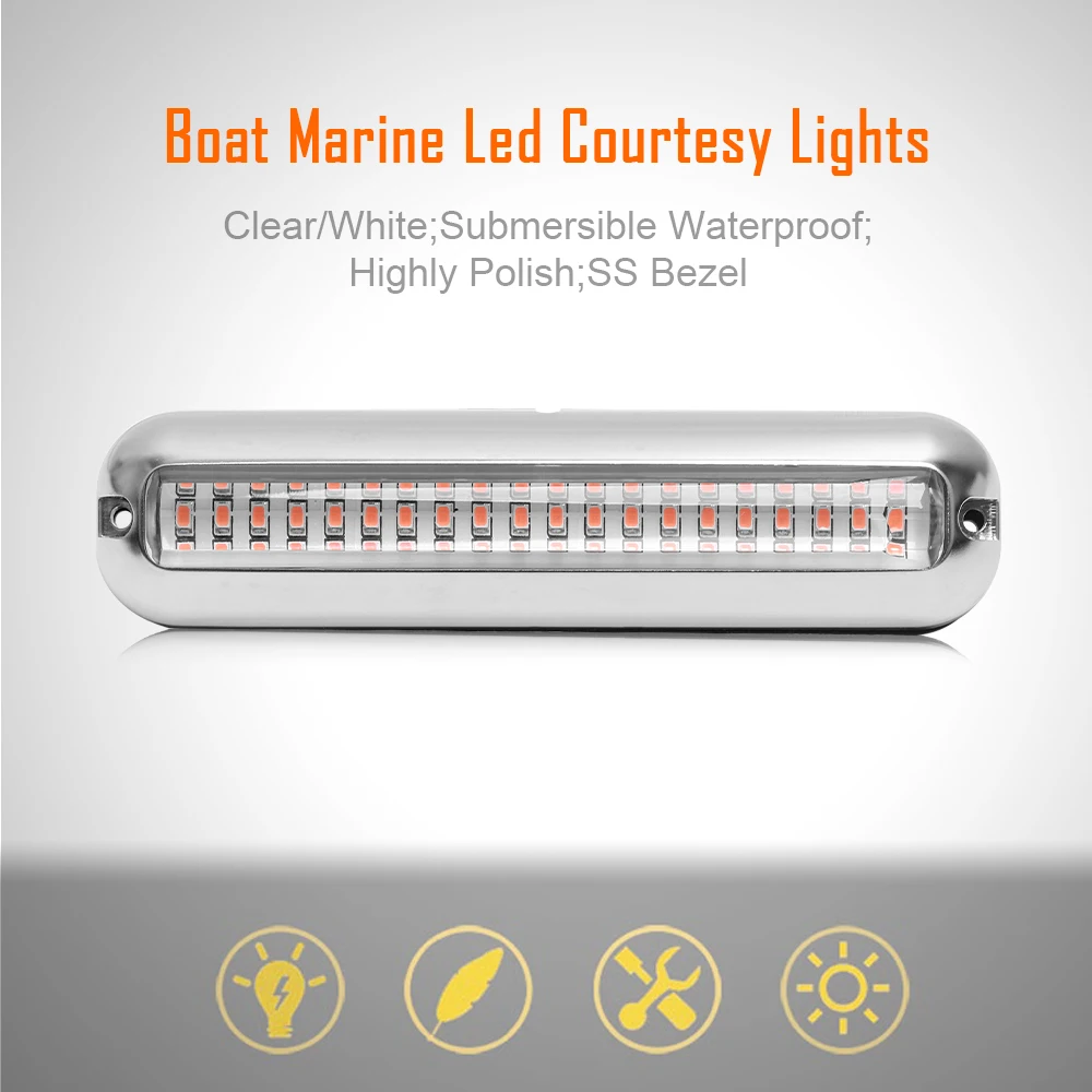 2x фиолетовый водонепроницаемый светильник 2000LM 60LED из нержавеющей стали с отделкой кольцо лодка подводный светильник прозрачные линзы понтон морской/лодка транца