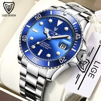 

2020 LIGE Watch Men Automatic Mechanical Tourbillon Clock Fashion Sapphire Glass 316L Steel 100 Waterproof Watches NH35 Movement