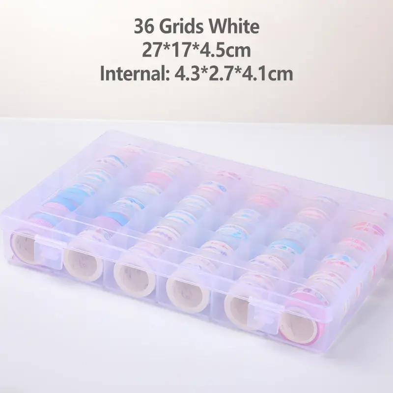 Многофункциональный Диапазон Скрапбукинг хранения для пуля журнал васи ленты съемный Скрапбукинг Органайзер коробка игрушки Прозрачный - Цвет: 36 Grids White