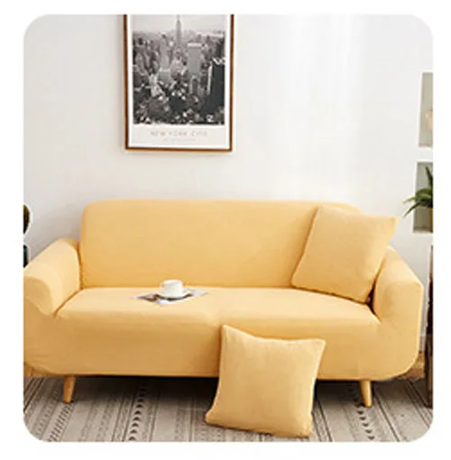 После того как я Флокированная диван крышка универсальный кукурузные зерна чехол для дивана скольжению эластичный чехол для мебели 1/2/3/4 диван-Крышка для гостиной - Цвет: Beige yellow