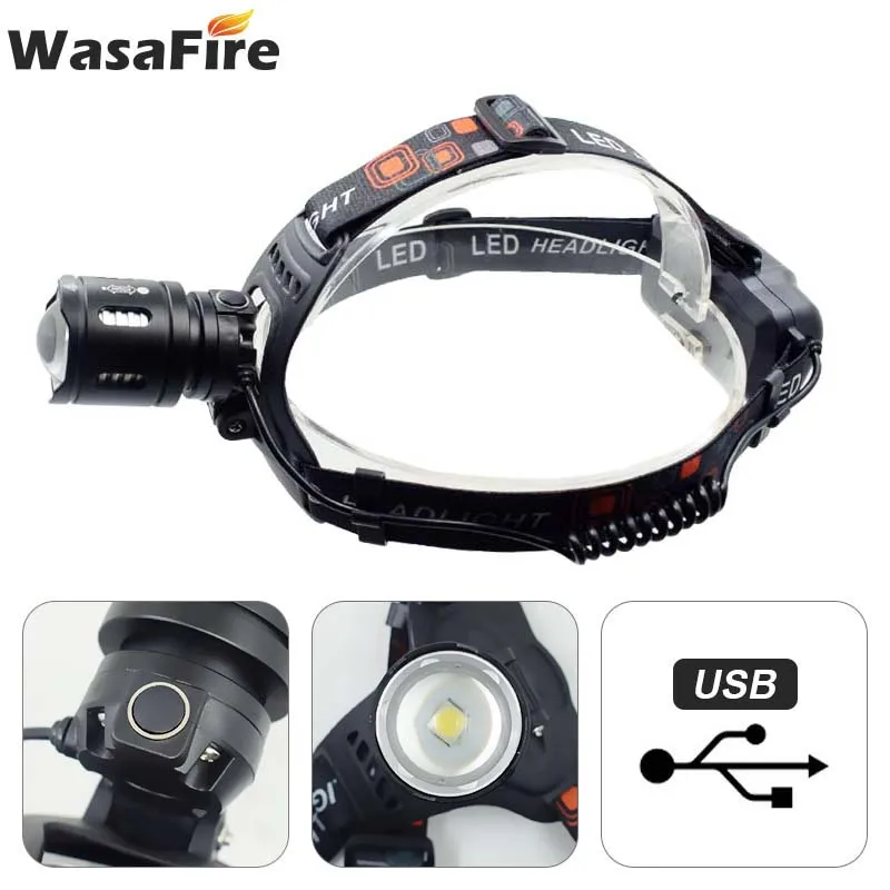 Светодиодный налобный фонарь Wasafire XHP50 перезаряжаемая светодиодная фара 10000 люмен