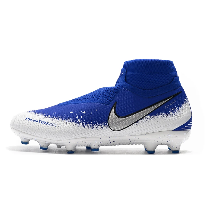 Nike Phantom VSN Elite DF AG; большие размеры 39-45 победы пакет при полной зарядке тени бесшовные кроссовки мужские Обувь для футбола футбольные бутсы с зажимом - Цвет: Blue White