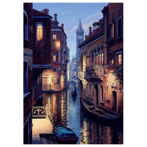 5D Diamond Painting Venice Night View Full Diamond Embroidery Landscape Rhinestone Mosaic Home Decor Diy Gift