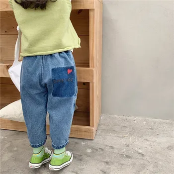 

2019 Autumn New Arrival Korean style cotton fashion loose all-match jeans long harlen pants for cool baby girls and boys