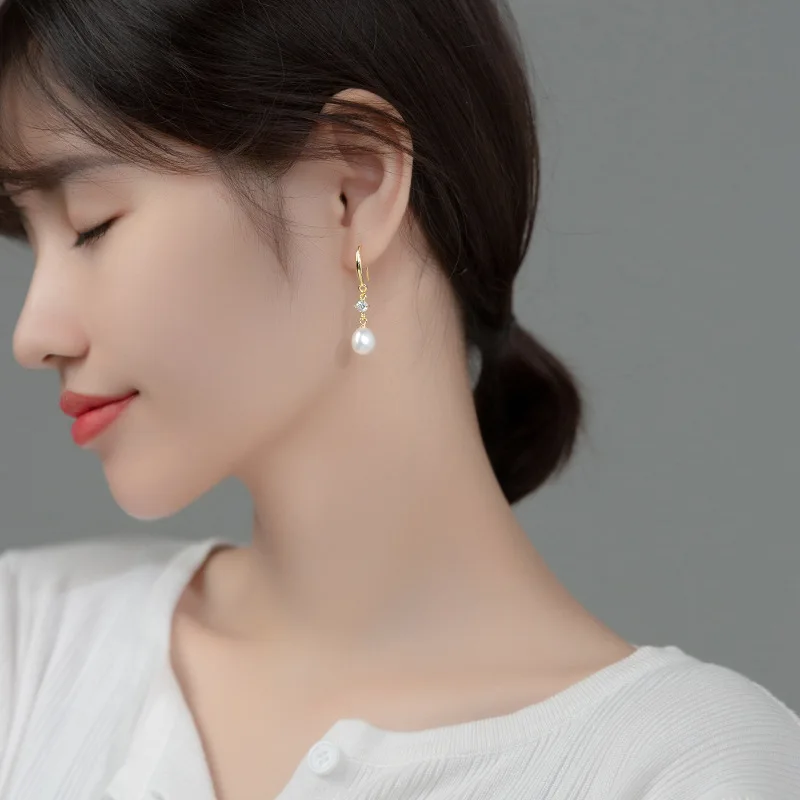 WANTME , 우아한 패션, 천연 바로크 진주 펜던트 귀걸이, 매력적인 결혼 기념일 주얼리
