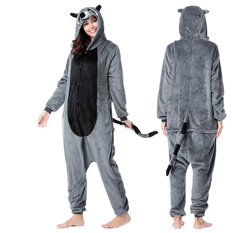 Najtaniej Funny Raccoon onesie piżama w zwierzątka kobiety mężczyźni Onesies dla dorosłych Cartoon przebranie na karnawał jednoczęściowy Pijamas kombinezony body