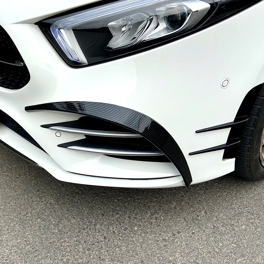 For Mercedes Benz A Class W177 2018+ A180 A200 A220 AMG Sport Front Bumper Fender Stickers Trim Cover Accessories Car Styling