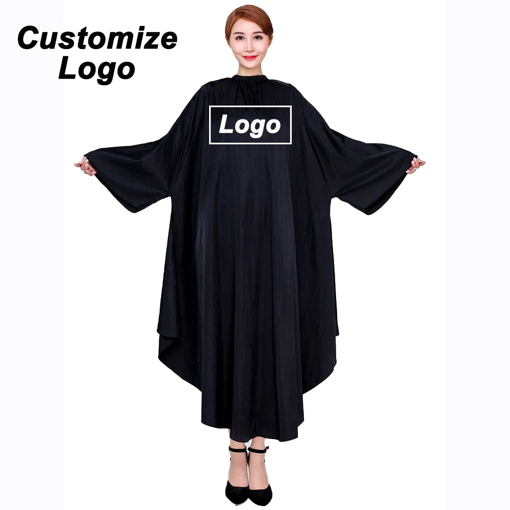 Customize Logo Long Sleeve Hairdressing Apron Salon Haircut Cape Waterproof Styling Customer Cloth Gown Wrap Hairdresser 1453 the swans blog v logo on red apron apron for man haircut apron