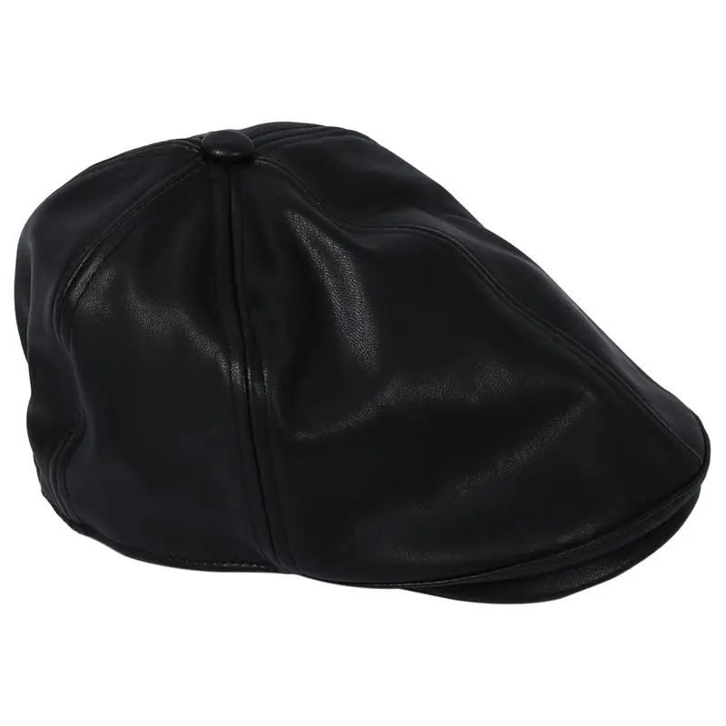 Кожаная кепка-берет для мальчиков и девочек, винтажная остроконечная Кепка, Солнцезащитная Черная кепка Newsboy