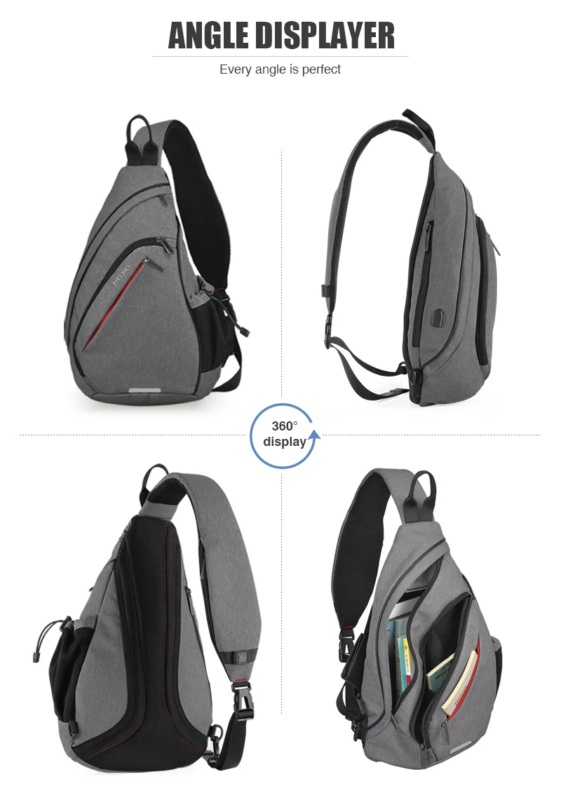 Mixi Men Sling Backpack One Shoulder Bag Boys Student School Bag University Work Travel Versatile 2020 Fashion New Design M5225