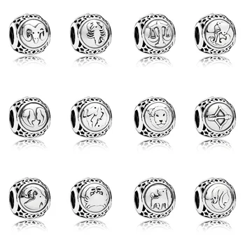 

Original 925 Sterling Silver Beads Charm 12 Twelve Constellations Aries Taurus Leo For Women Diy Pandora Charm Bracelet Necklace