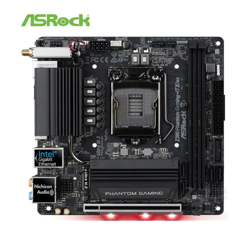 Материнская плата для компьютера ASRock Z390 Phantom Gaming-ITX ac LGA 1151 DDR4 десктопная
