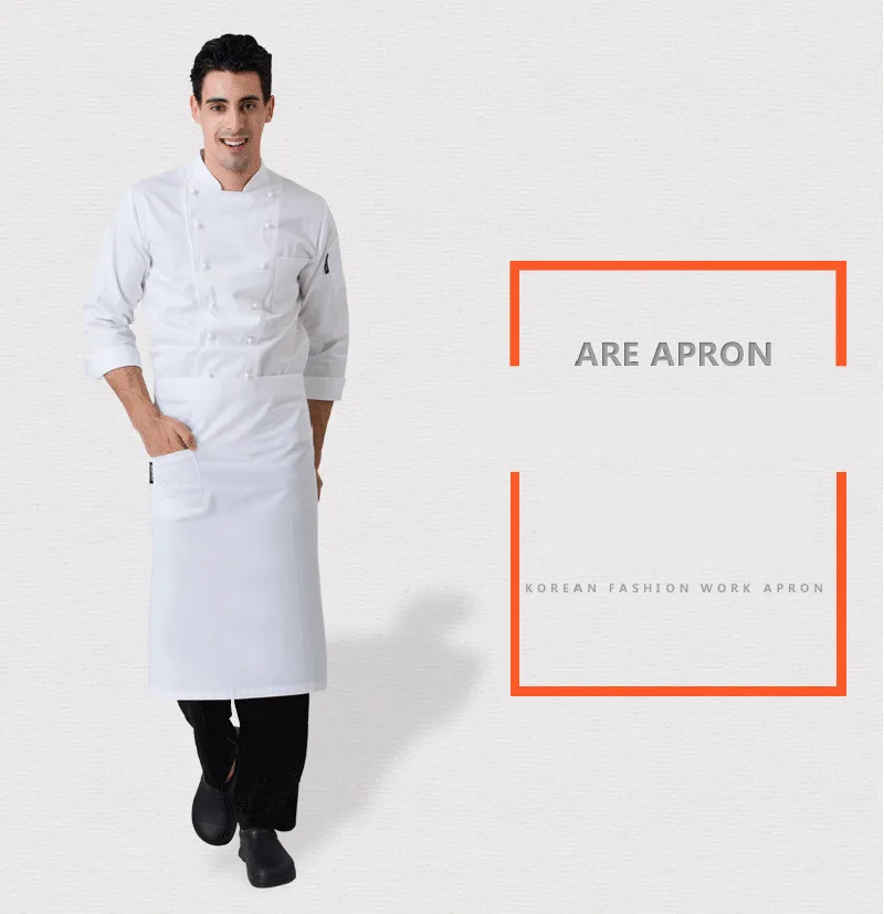 High Quality Fashion Waist Apron Kitchen Restaurant Bbq Work Short Apron Cotton Men Women Korean White Blue Half Apron7