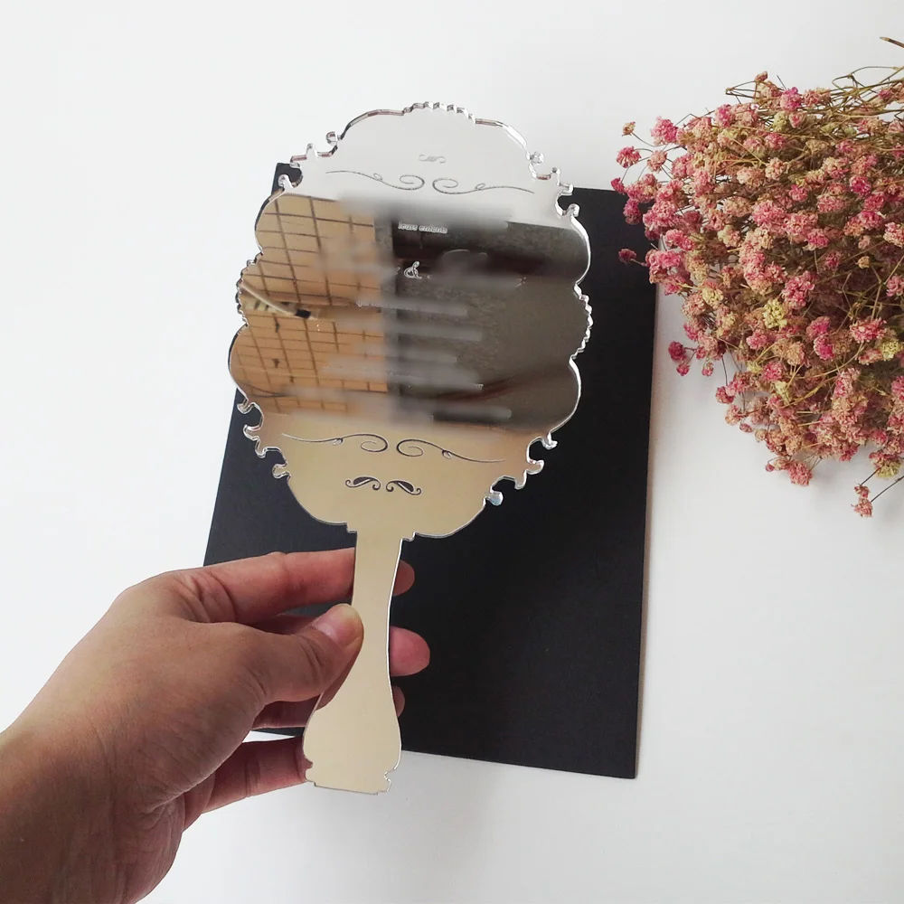  Sample order for 123*238mm handheld mirror shaped silver/gold mirror acrylic wedding invitation car - 32697066260