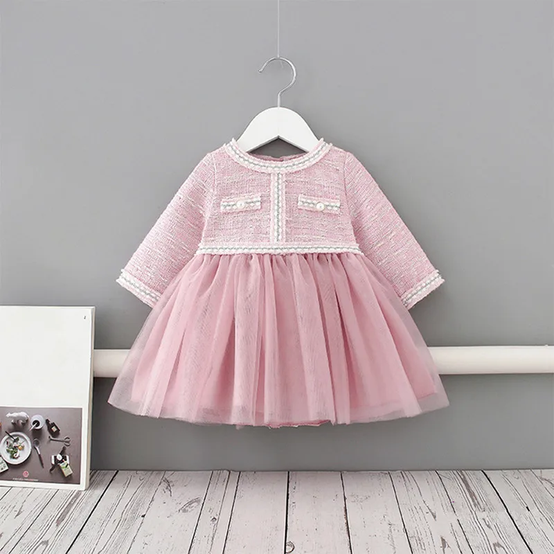 Платье для новорожденных девочек; платье принцессы с длинными рукавами для маленьких девочек; платье-пачка для дня рождения; одежда для малышей