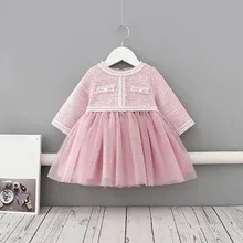 Платье для новорожденных девочек; платье принцессы с длинными рукавами для маленьких девочек; платье-пачка для дня рождения; одежда для малышей