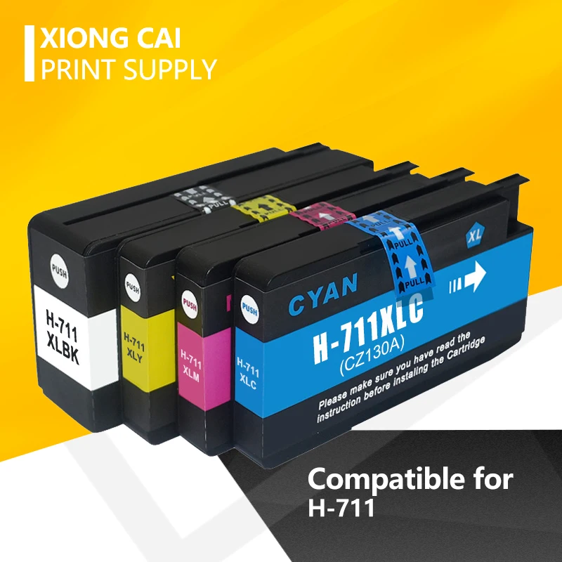 4 шт. совместимый для HP 711 711XL чернильный картридж DesigJet T120 T520 24/ 610/ T520|Чернильные