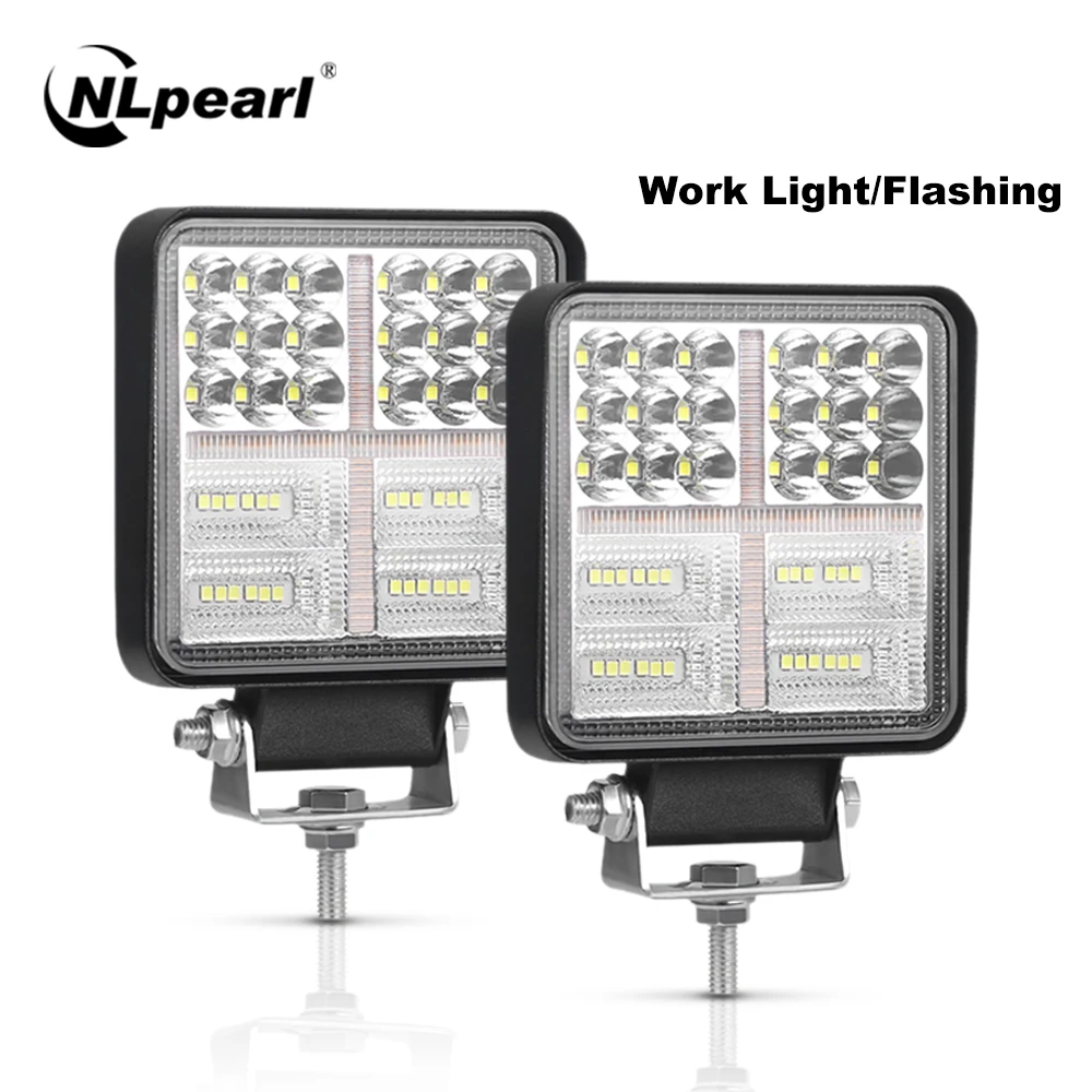 

Nlpearl 2x 4'' 126W Car Light Assembly 3000K LED Fog Lights for Cars Emergency Flashing Led Work Light Bar For Offroad ATV JEEP