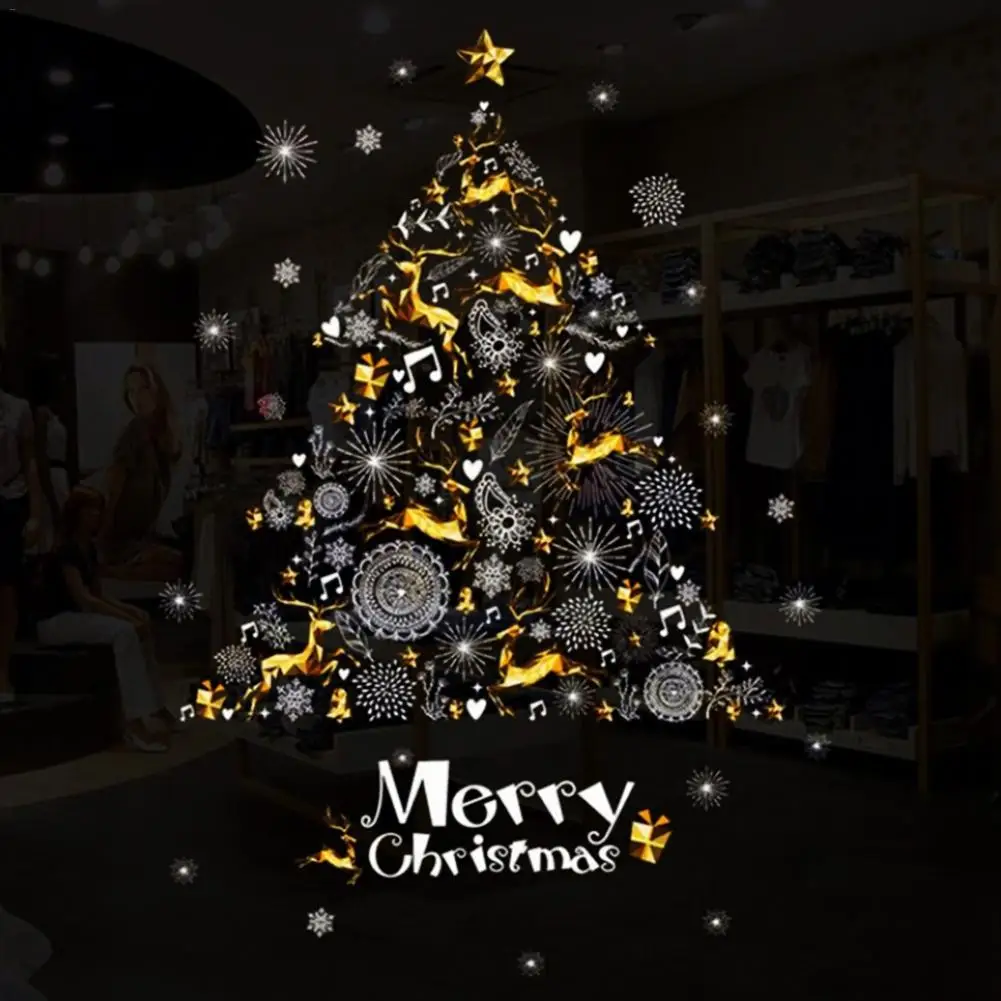 

Merry Christmas Tree Snowflake Wall Stickers DIY Window Stickers Xmas Home Decals Decoration New Year Wallpaper For Kid Room