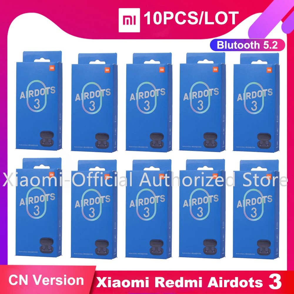 10Pcs Xiaomi Redmi AirDots 3 TWS Mi True Wireless Waterproof Earphone Auto Qualcomm Chip Touch Control Apt-X Adaptive Headset |