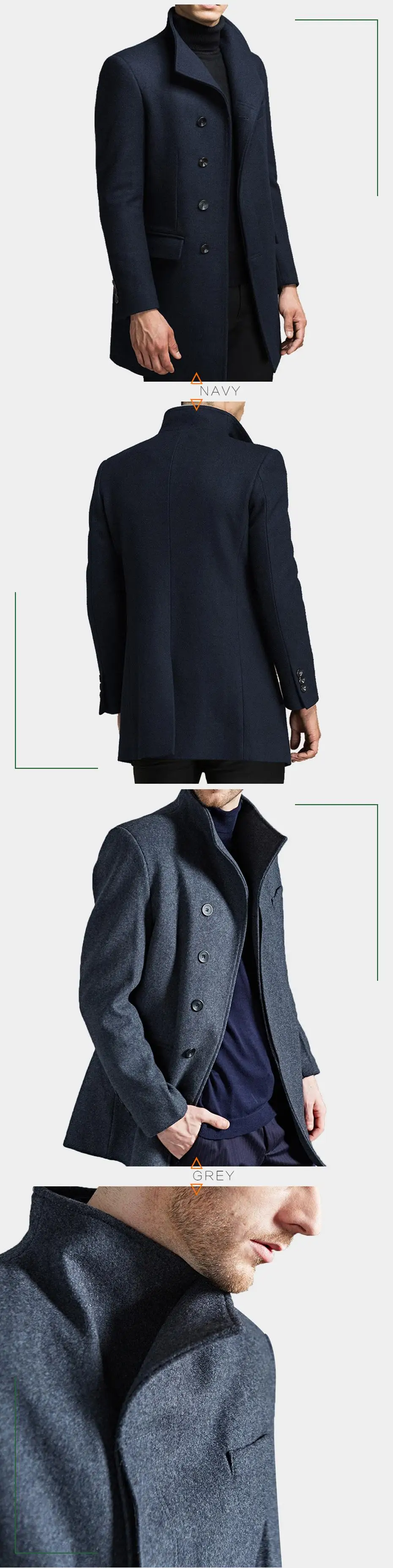 Casaco Masculino Inverno пальто из плотной шерсти Мужское пальто с отложным воротником на одной пуговице шерстяная куртка для мужчин