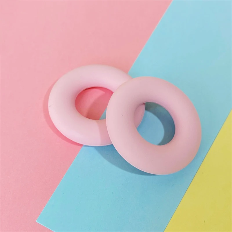 5pcs Donut Round Silicone Teether  Beads Baby Teething Ring  Food Grade Teething Necklace Toy Baby Products 5
