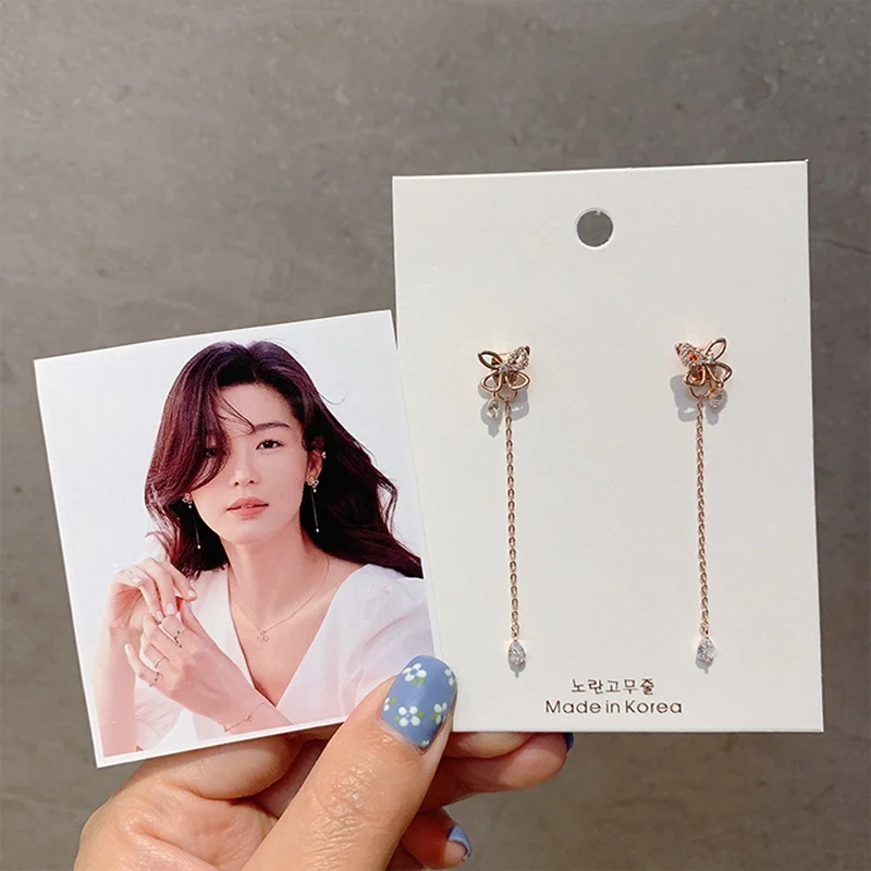 

MENGJIQIAO Korean TV Star Cute Delicate Butterfly Zircon Drop DEarrings For Women Micro Paved Pendientes Mujer Moda Jewelry