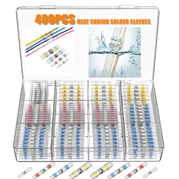 

400PCS Terminals Kit Assortment Waterproof Heat Shrink Tube Solder Sleeve Tubing Electrical Wire Butt Connectors Cable Splice