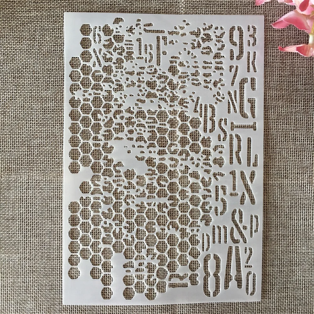 

A5 21cm Hexagon Numbers Layering Stencils Painting Scrapbook Coloring Embossing Album Decorative Template