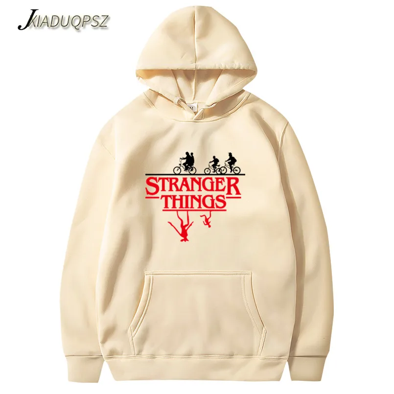 

2019 Trendy Faces Stranger Things Hooded Mens Hoodies and Sweatshirts Oversized for Autumn with Hip Hop Winter Hoodies Men Brand