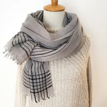 

2020 New Kroean Women Autumn And Winter Scarf Keep Warm Wool And Arylic Thin Scarf Striped Plaid Japanese Style men scarf