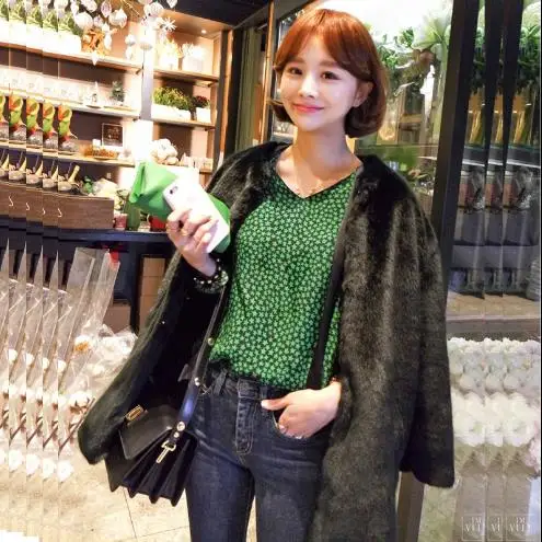 Manteau femme hiver, Женское пальто из искусственного меха,, элегантное пальто из искусственного меха норки, зимняя одежда размера плюс, черное пальто из искусственного меха J400