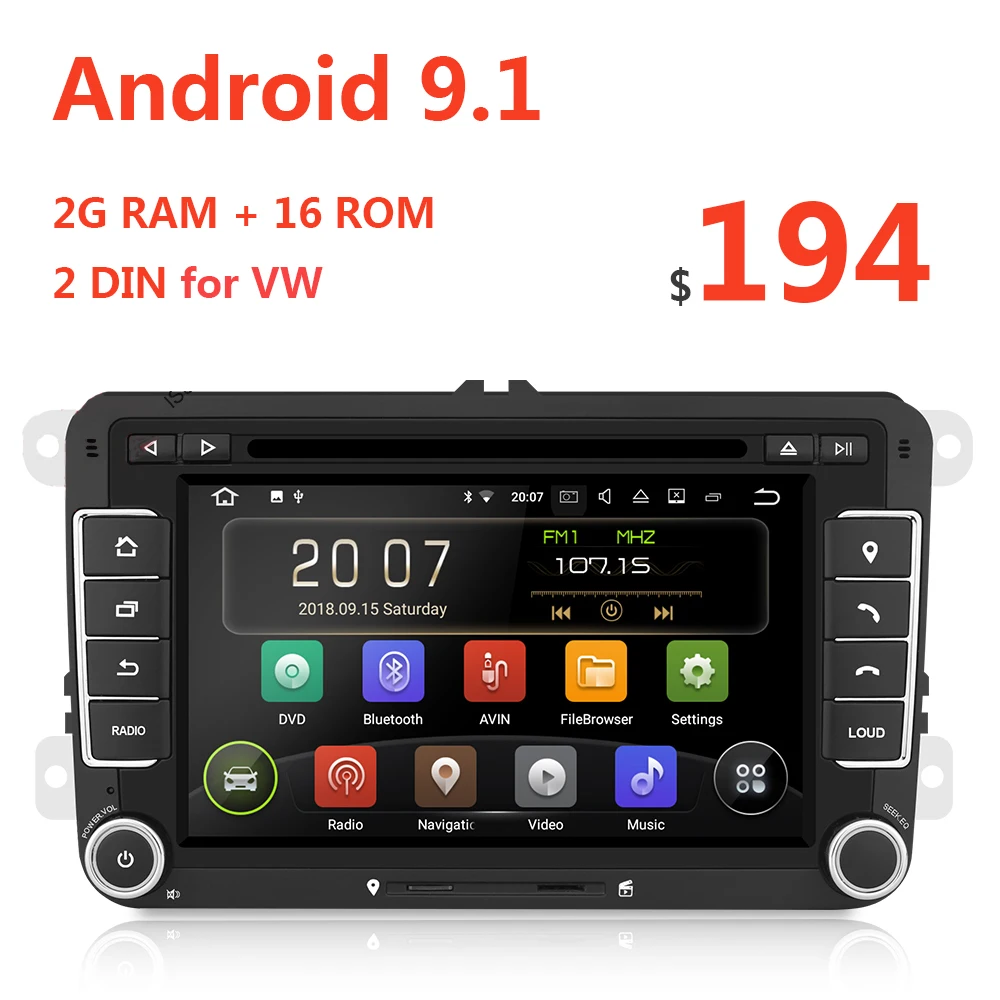 Автомагнитола 2 + 16 Android 9 1 Din мультимедийный DVD проигрыватель для VW Golf Tiguan Skoda Fabia