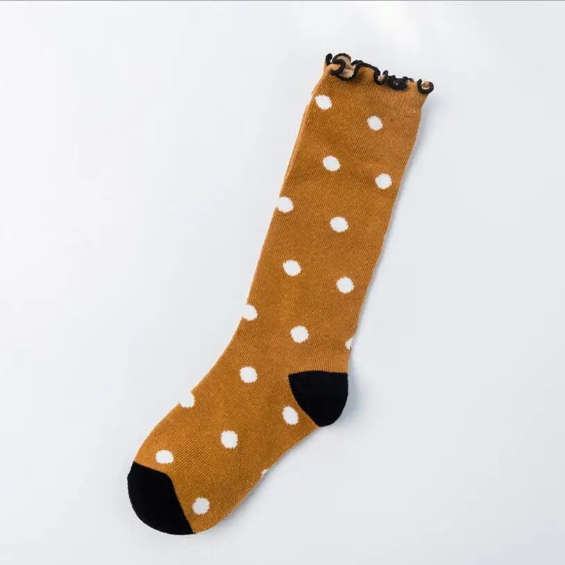 Brown Socks Детские носки, носки для мальчиков и девочек, осенне-зимние детские носки разных цветов, хлопковые носки с оборками по бокам, носки для малышей 1-8 лет - Цвет: Brown Socks