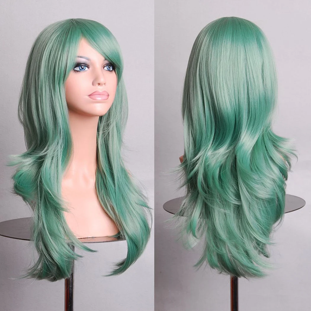 Парик длинные волнистые волосы - Цвет: Зеленый