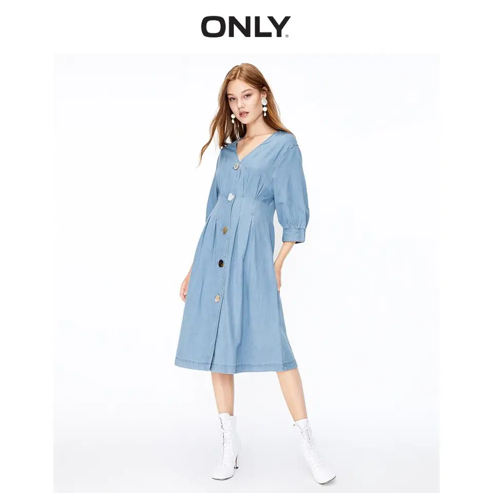 mid length denim dress