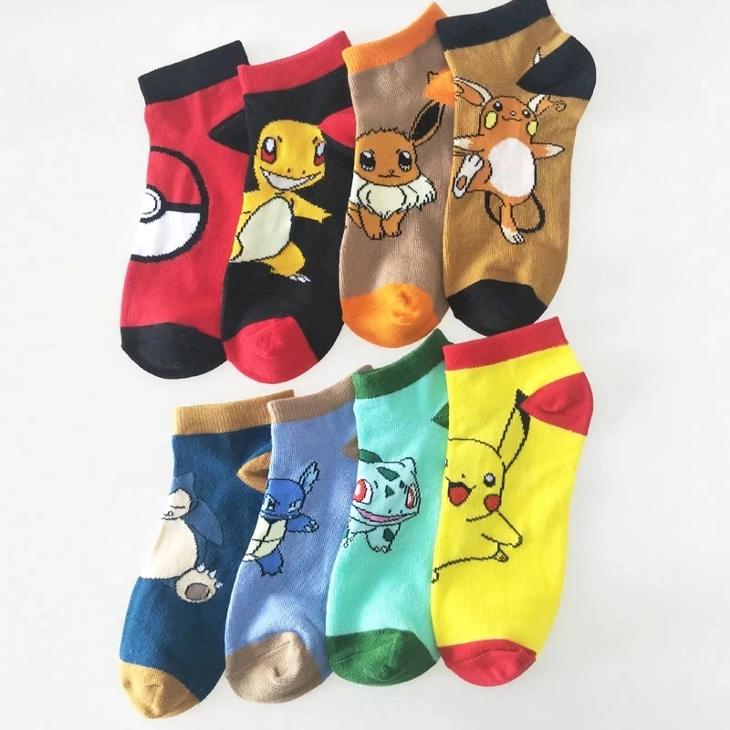 Cute Pokemon Pikachu Figure Cotton Socks Pokemon Squirtle Charmander Bulbasaur Anime Cosplay Men Women Ankle Cotton Socks